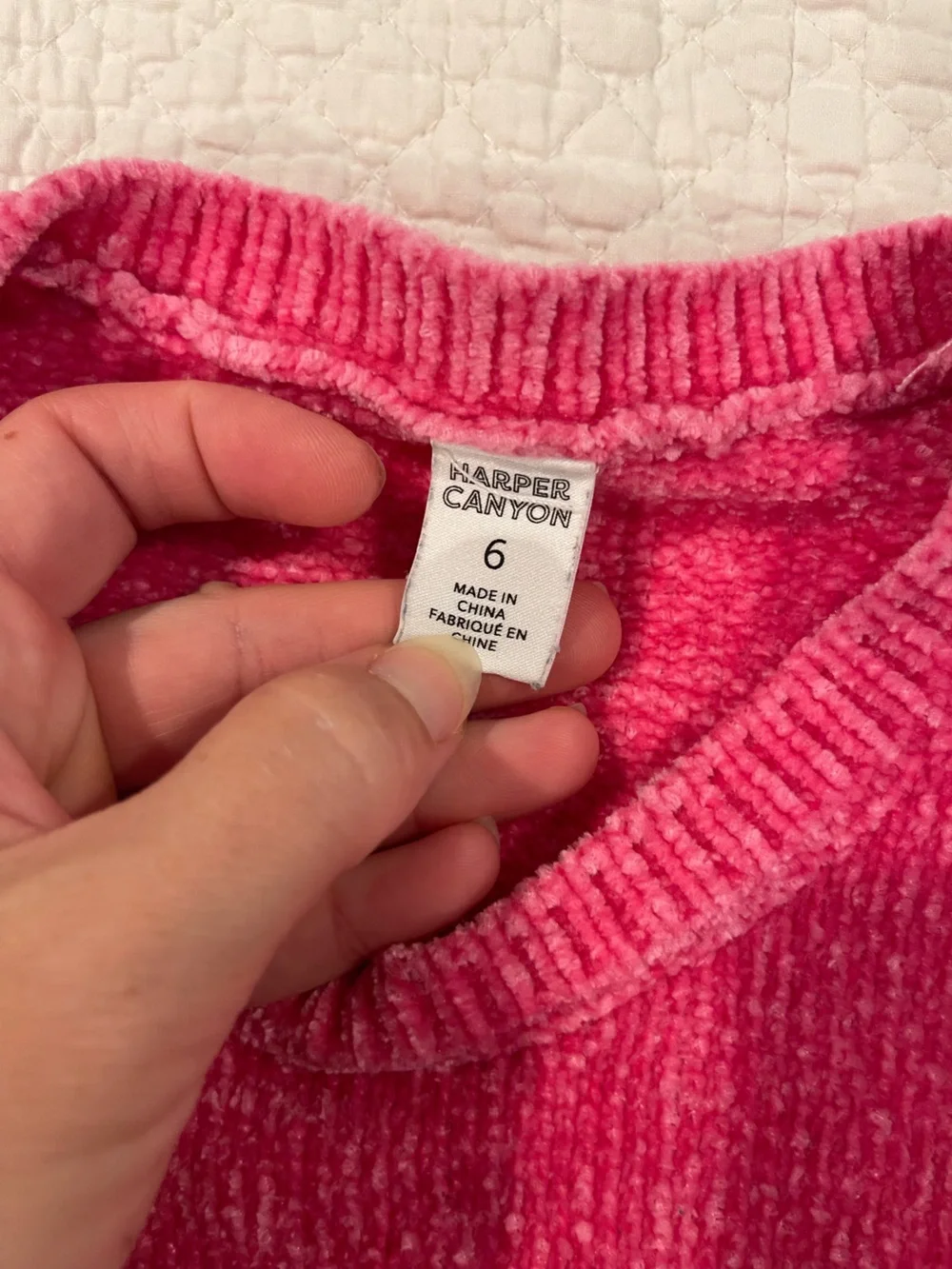 Nordstrom Harper Canyon Chenille Crewneck Sweater Bright Pink Sz 6 Girls Cozy